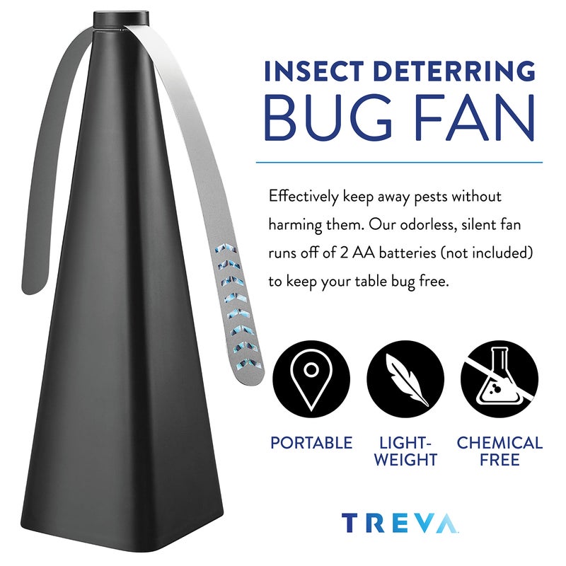 Treva Bug Fan Fly Deterrent with Holographic Blades to Clear Bugs, Mosquitoes, and Flies, Battery Powered Fly Fan - Image 2